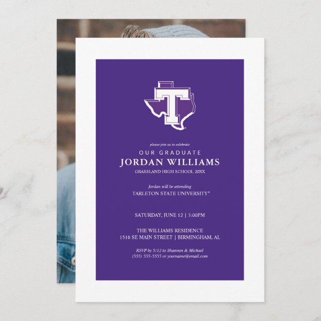 TSU | Bold Purple T Over Texas Announcement (Front/Back)