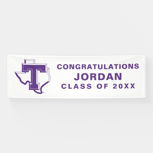 TSU | Bold Purple T Over Texas Banner (Horizontal)