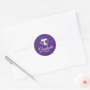 TSU Bold Purple T Over Texas Classic Round Sticker