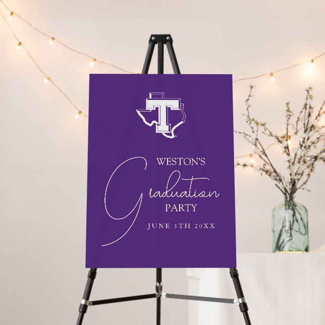 TSU | Bold Purple T Over Texas Foam Board (In Situ (Stand))