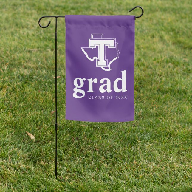 TSU | Bold Purple T Over Texas Garden Flag (In SItu)