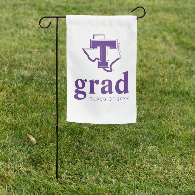 TSU | Bold Purple T Over Texas Garden Flag (In SItu)
