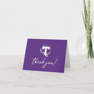 TSU Bold Purple T Over Texas Letterpress Thank You Card