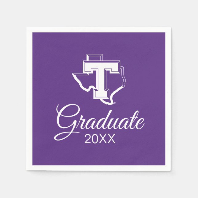TSU | Bold Purple T Over Texas Napkins (Front)