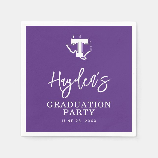 TSU | Bold Purple T Over Texas Napkins (Front)