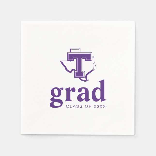 TSU | Bold Purple T Over Texas Napkins (Front)