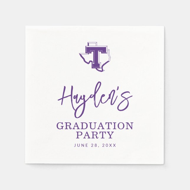 TSU | Bold Purple T Over Texas Napkins (Front)