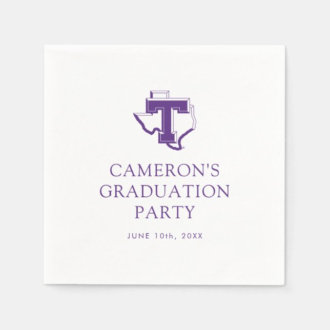 TSU | Bold Purple T Over Texas Napkins (Front)