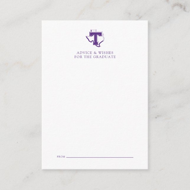 TSU | Bold Purple T Over Texas Note Card (Front)