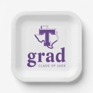 TSU   Bold Purple T Over Texas Paper Plates