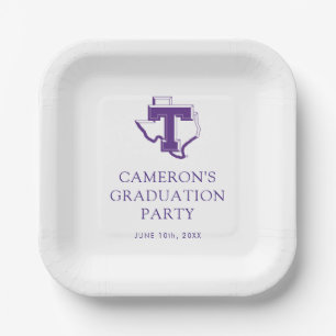TSU   Bold Purple T Over Texas Paper Plates