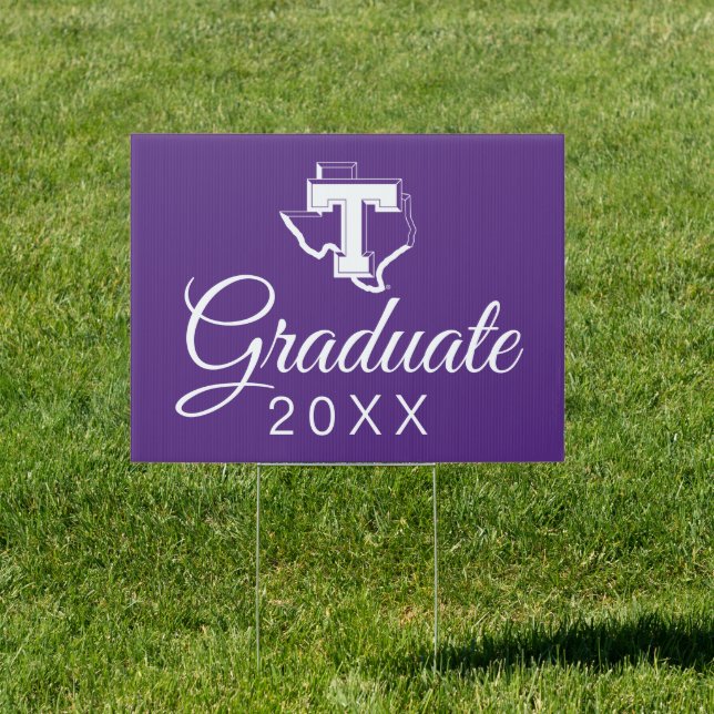 TSU | Bold Purple T Over Texas Sign (Insitu)