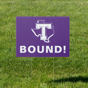 TSU   Bold Purple T Over Texas Sign