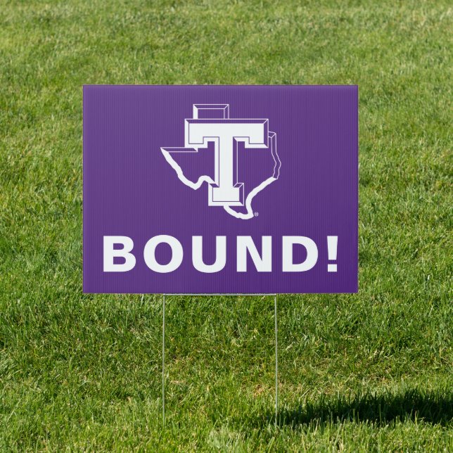 TSU | Bold Purple T Over Texas Sign (Insitu)