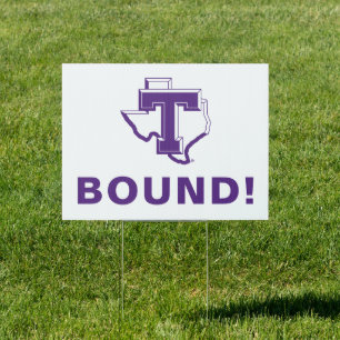 TSU   Bold Purple T Over Texas Sign