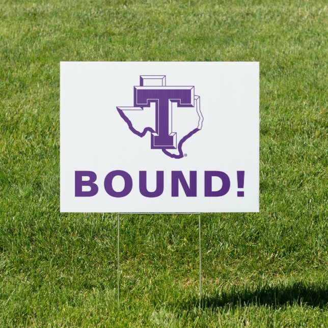 TSU | Bold Purple T Over Texas Sign (Insitu)