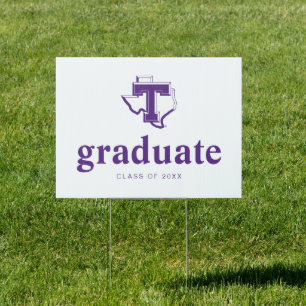 TSU   Bold Purple T Over Texas Sign