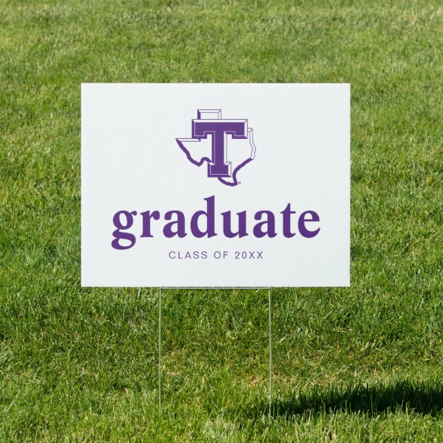 TSU | Bold Purple T Over Texas Sign (Insitu)