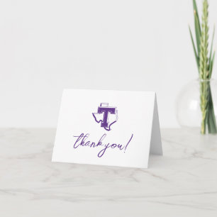 TSU   Bold Purple T Over Texas Thank You Card