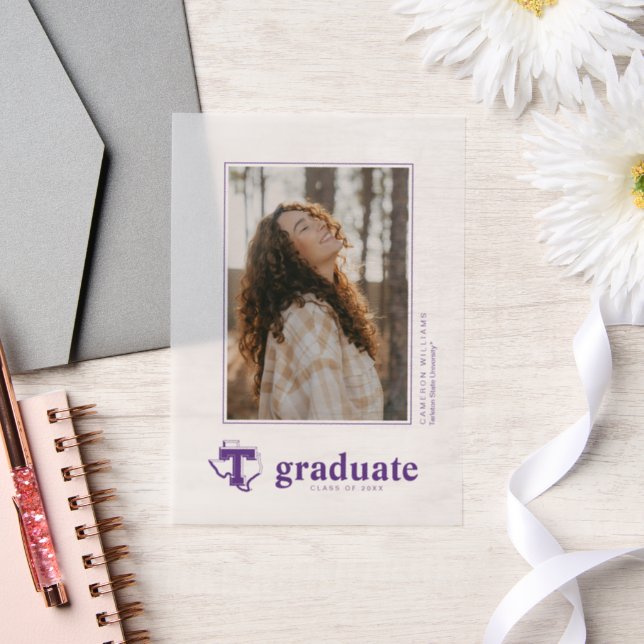 TSU | Bold Purple T Over Texas Vellum Invitations (Wedding)