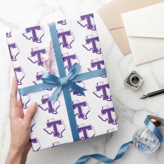 TSU | Bold Purple T Over Texas Wrapping Paper (Gifting)