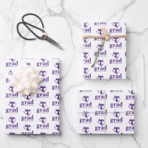 TSU   Bold Purple T Over Texas Wrapping Paper Sheets