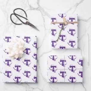TSU Bold Purple T Over Texas Wrapping Paper Sheets