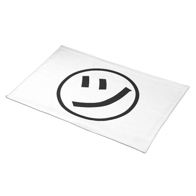 ㋡ Tsu Kana Katakana Smiling Emoji / Emoticon Cloth Placemat (On Table)