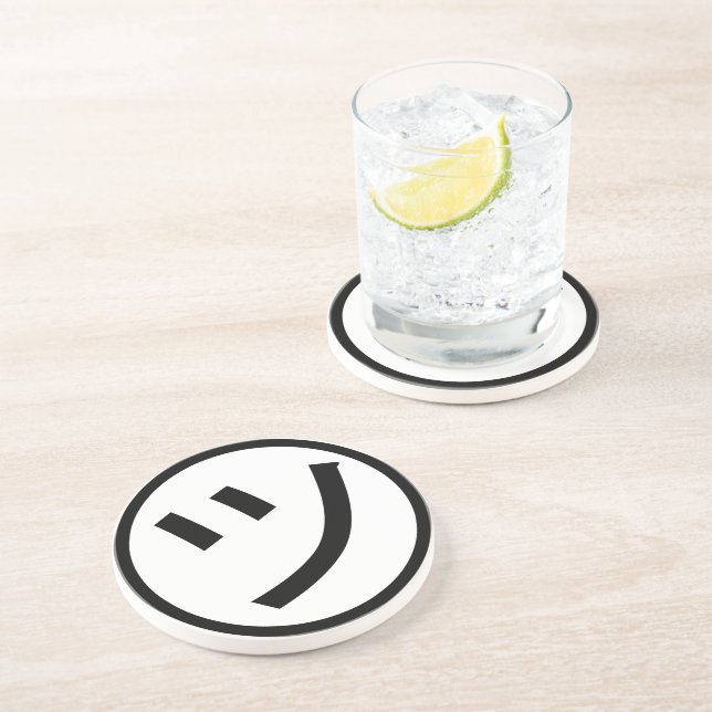 ㋡ Tsu Kana Katakana Smiling Emoji / Emoticon Coaster (Side)