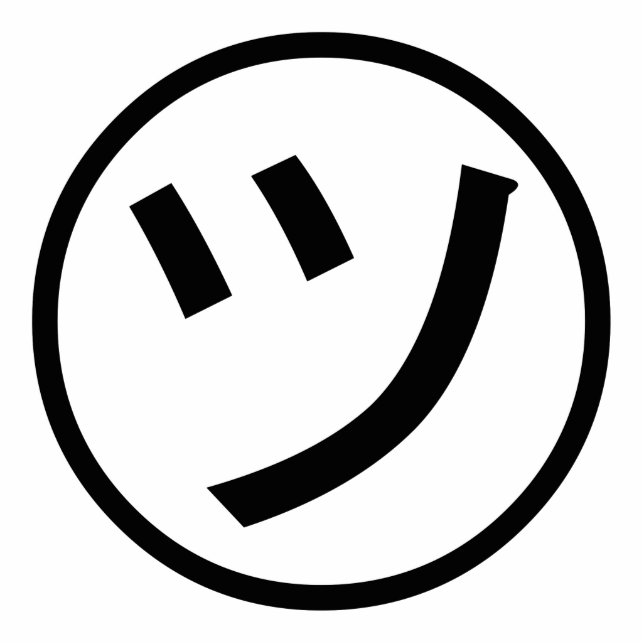 ㋡ Tsu Kana Katakana Smiling Emoji / Emoticon Cutout (Front)