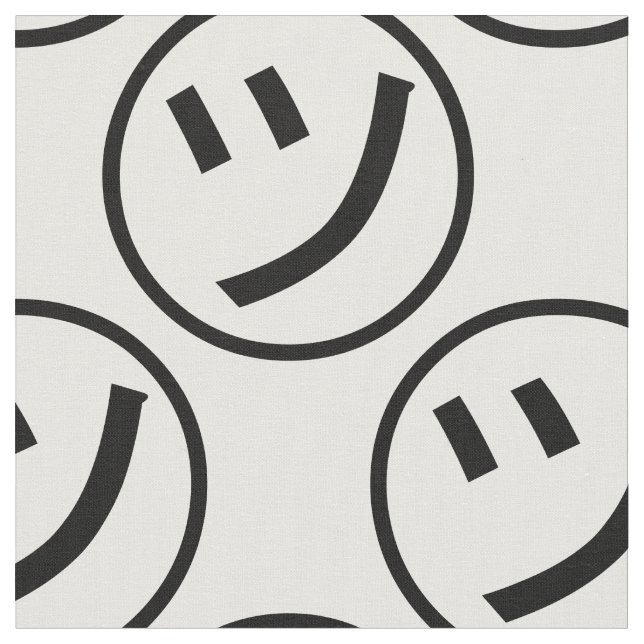 ㋡ Tsu Kana Katakana Smiling Emoji / Emoticon Fabric (Close Up)