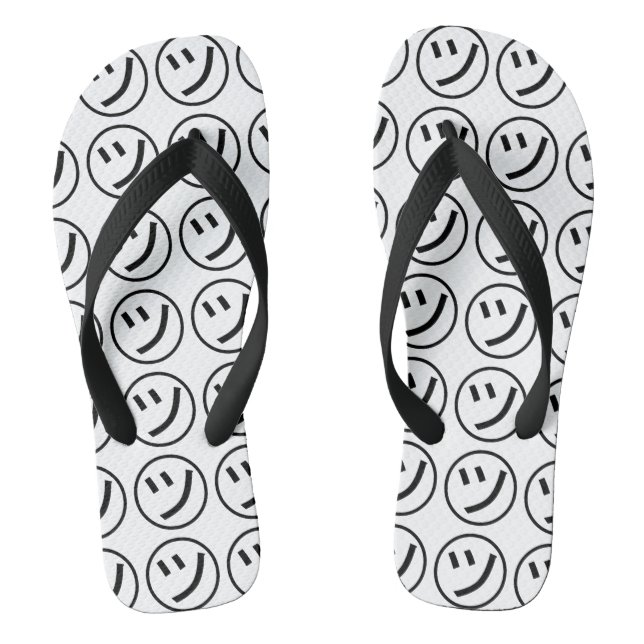 ㋡ Tsu Kana Katakana Smiling Emoji / Emoticon Flip Flops (Footbed)