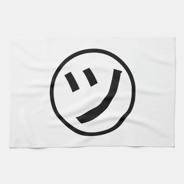 ㋡ Tsu Kana Katakana Smiling Emoji / Emoticon Kitchen Towel (Horizontal)