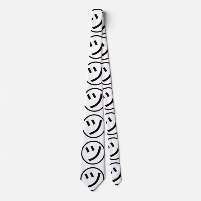 ㋡ Tsu Kana Katakana Smiling Emoji / Emoticon Neck Tie (Front)