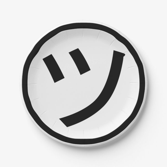㋡ Tsu Kana Katakana Smiling Emoji / Emoticon Paper Plates (Front)