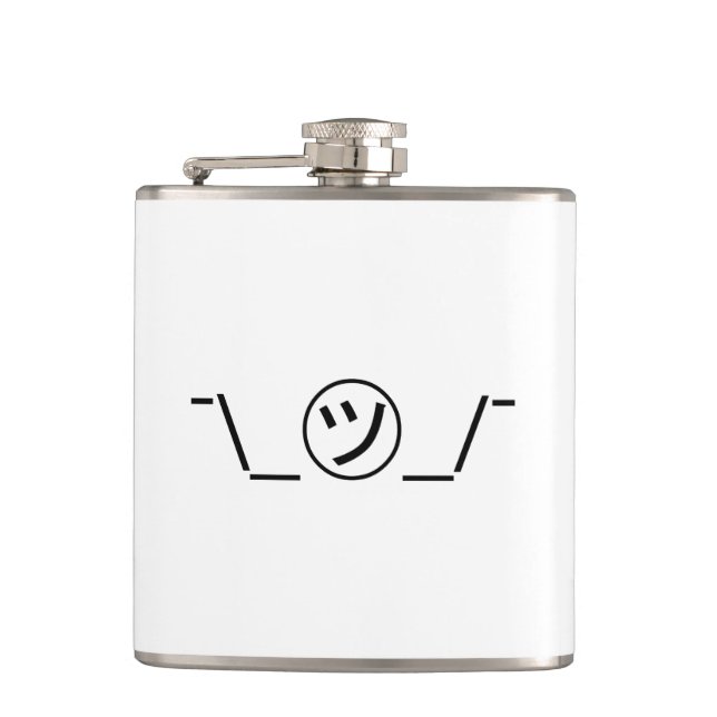 Tsu Kana Shrug Emoticon ¯\_㋡_/¯ Japanese Kaomoji Flask (Front)