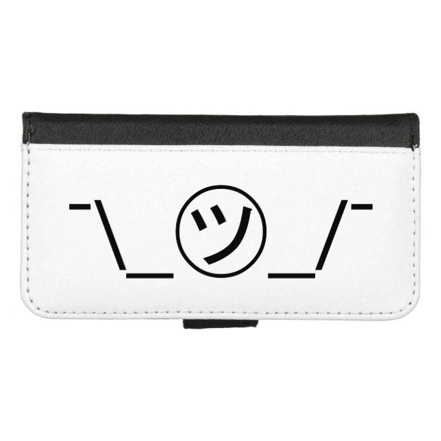 Tsu Kana Shrug Emoticon ¯\_㋡_/¯ Japanese Kaomoji iPhone Wallet Case (Front (Horizontal))
