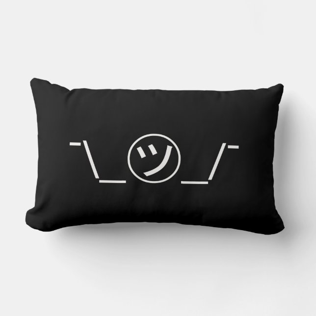 Tsu Kana Shrug Emoticon ¯\_㋡_/¯ Japanese Kaomoji Lumbar Pillow (Front)