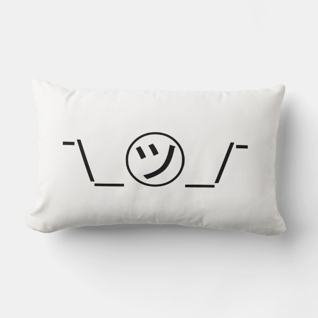 Tsu Kana Shrug Emoticon ¯\_㋡_/¯ Japanese Kaomoji Lumbar Pillow (Front)