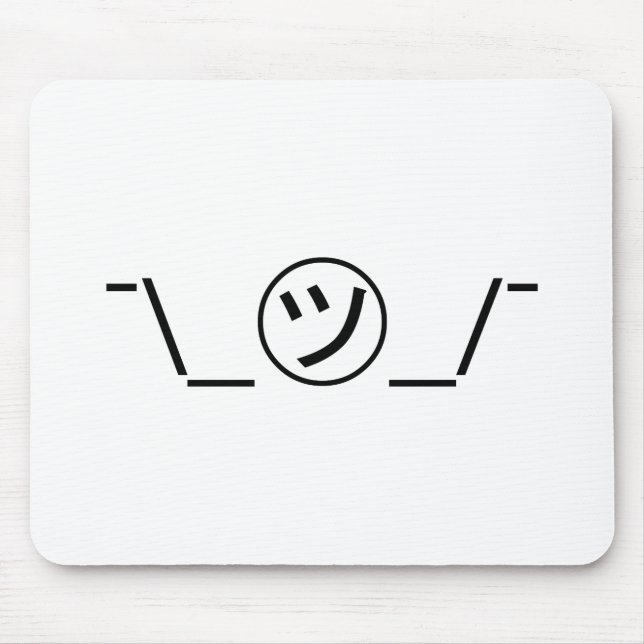 Tsu Kana Shrug Emoticon ¯\_㋡_/¯ Japanese Kaomoji Mouse Pad (Front)