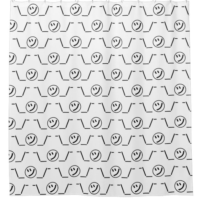 Tsu Kana Shrug Emoticon ¯\_㋡_/¯ Japanese Kaomoji Shower Curtain (Front)