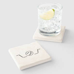 Tsu Kana Shrug Emoticon ¯\_㋡_/¯ Japanese Kaomoji Stone Coaster