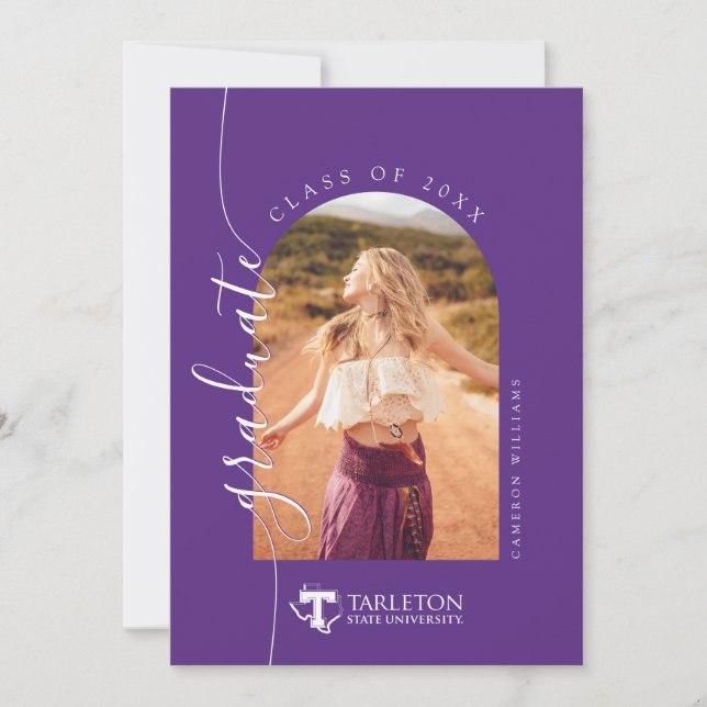 TSU | Purple T & Texas with Text Announcement (Front)