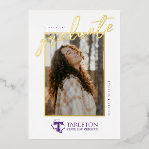 TSU   Purple T & Texas with Text Foil Invitation