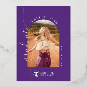 TSU   Purple T & Texas with Text Foil Invitation