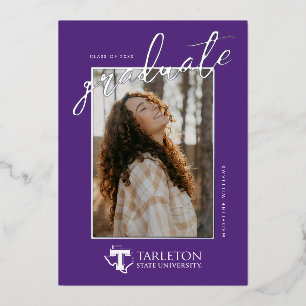 TSU   Purple T & Texas with Text Foil Invitation