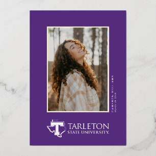 TSU   Purple T & Texas with Text Foil Invitation