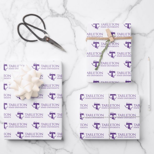 TSU | Purple T & Texas with Text Wrapping Paper Sheets (Front)