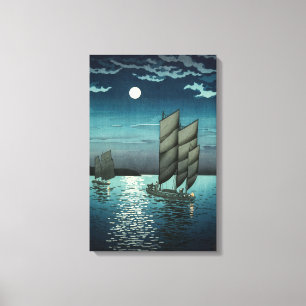 Tsuchiya Koitsu - Boats at Shinagawa, Night Canvas Print