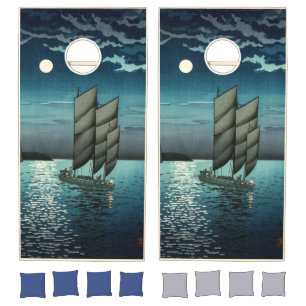 Tsuchiya Koitsu - Boats at Shinagawa, Night Cornhole Set